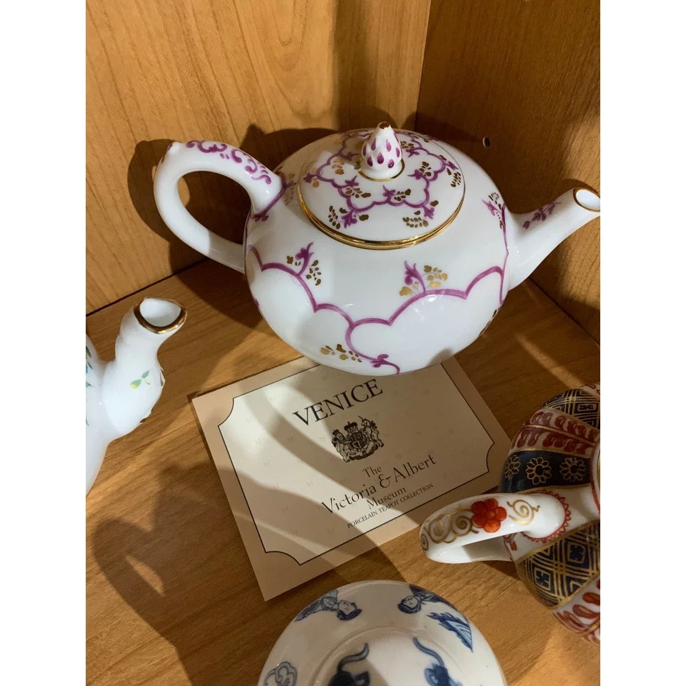 Franklin Mint Rare Porcelain Teapot Cottage French Country Minimalist Luxe 11 pc
